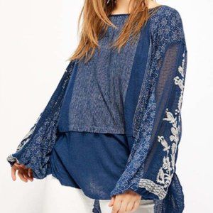 Free People Blue Lace Blouse